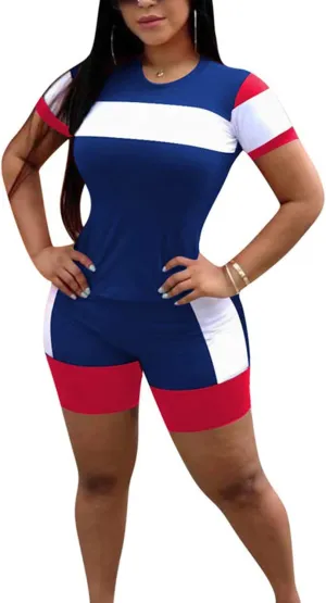 TOPONSKY Womens 2 Piece Sports Outfit Tracksuit Shirt Shorts Jogger Bodycon Sets