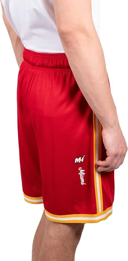 Ultra Game NBA Official Men’s Slam Active Basketball Training Shorts - Unisex, Miami Heat, Team Color|Miami Heat