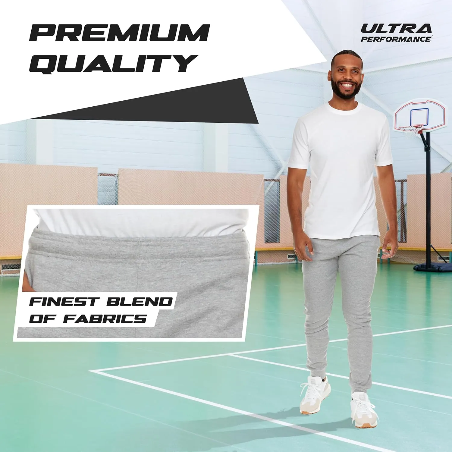 Ultra Performance 3 Pack Mens Lightweight Joggers for Men Casual Lounge Jogger Sweatpants with Pockets (SM - 4X)