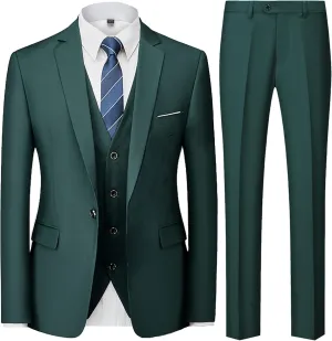 UNINUKOO Men Suits Slim Fit 3 Piece 1 Button Wedding Formal Business Tuxedo Suit Jacket Pants Vest Set