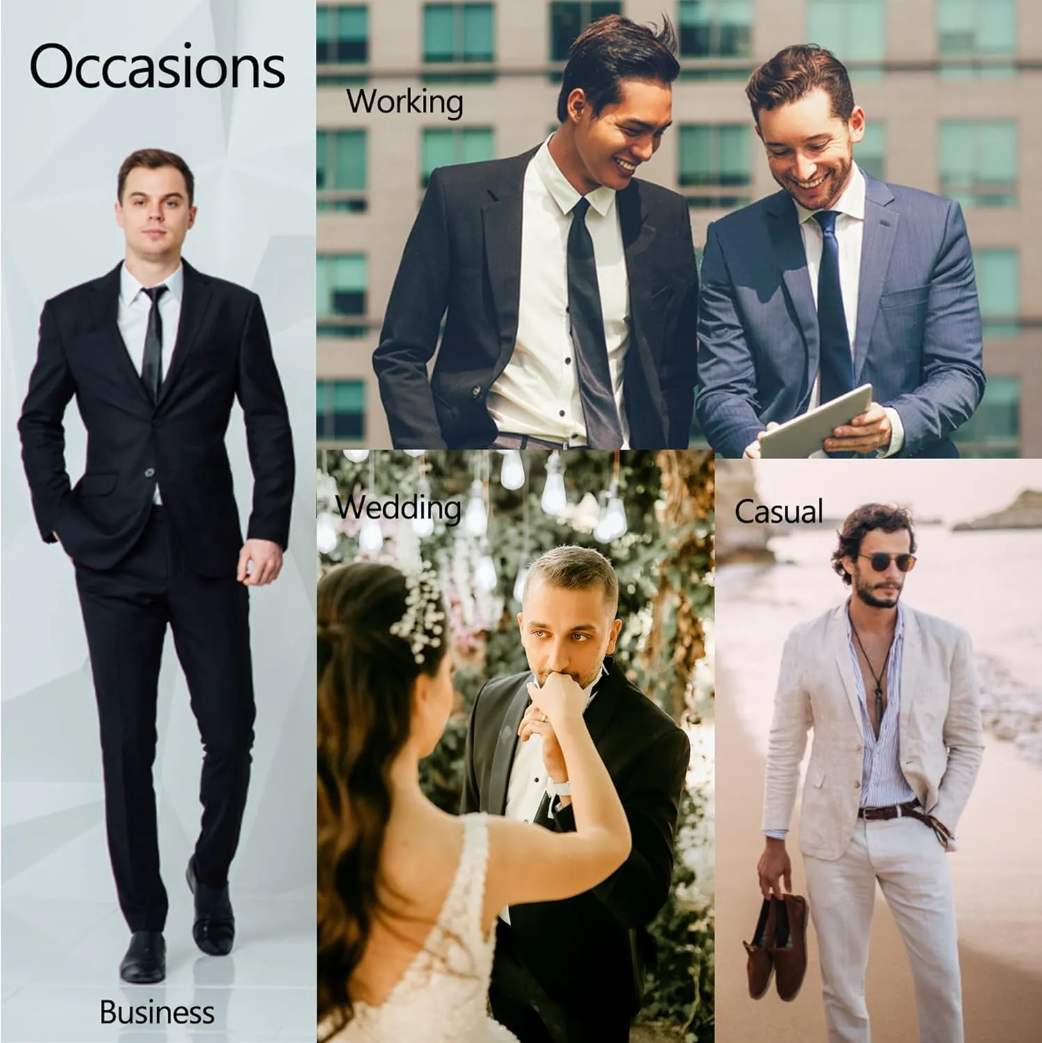 UNINUKOO Mens 3 Piece Suit Slim Fit Dress Tux Suits for Men Solid Color Wedding Classic Tuxedo Set