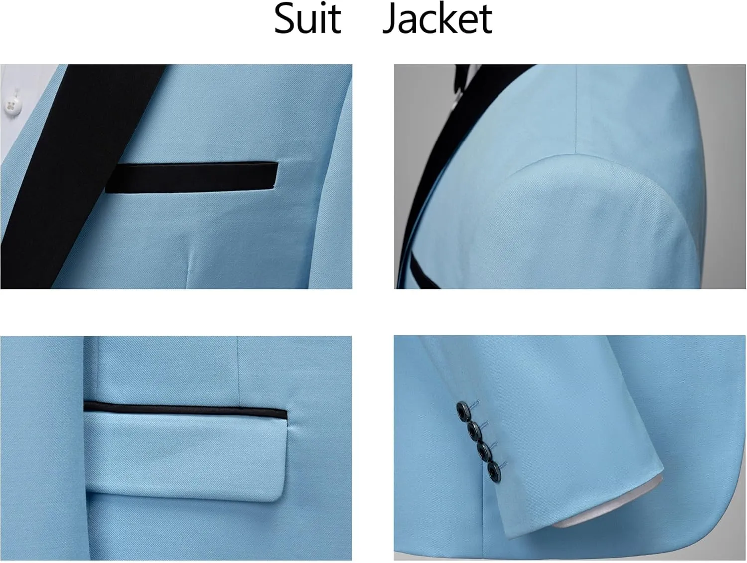 UNINUKOO Mens 3 Piece Suit Slim Fit Dress Tux Suits for Men Solid Color Wedding Classic Tuxedo Set