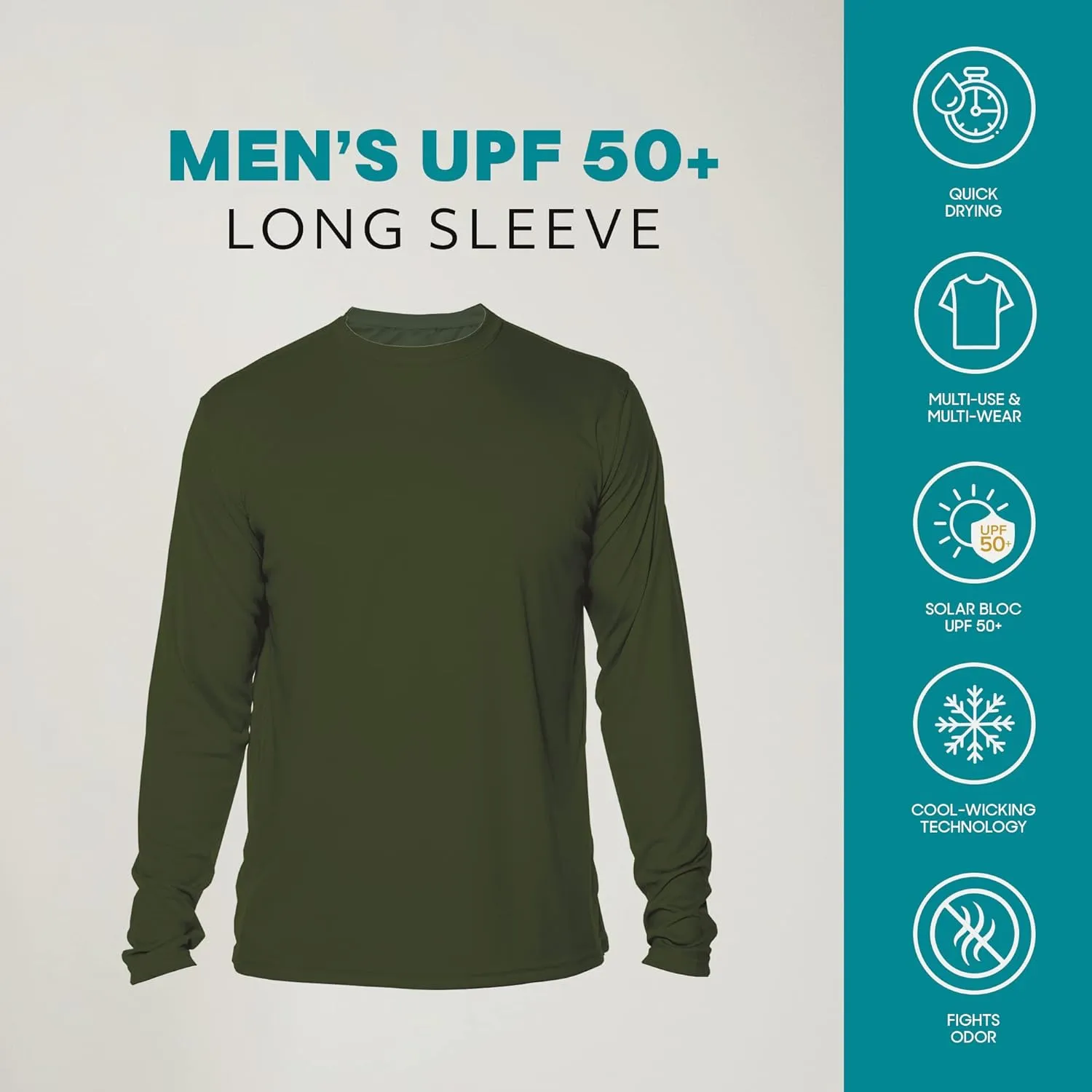 Vapor Apparel Men's Outdoor UPF 50  Long Sleeve T-Shirt, UV Sun Protection for Fishing, Running, Hiking, Swimming