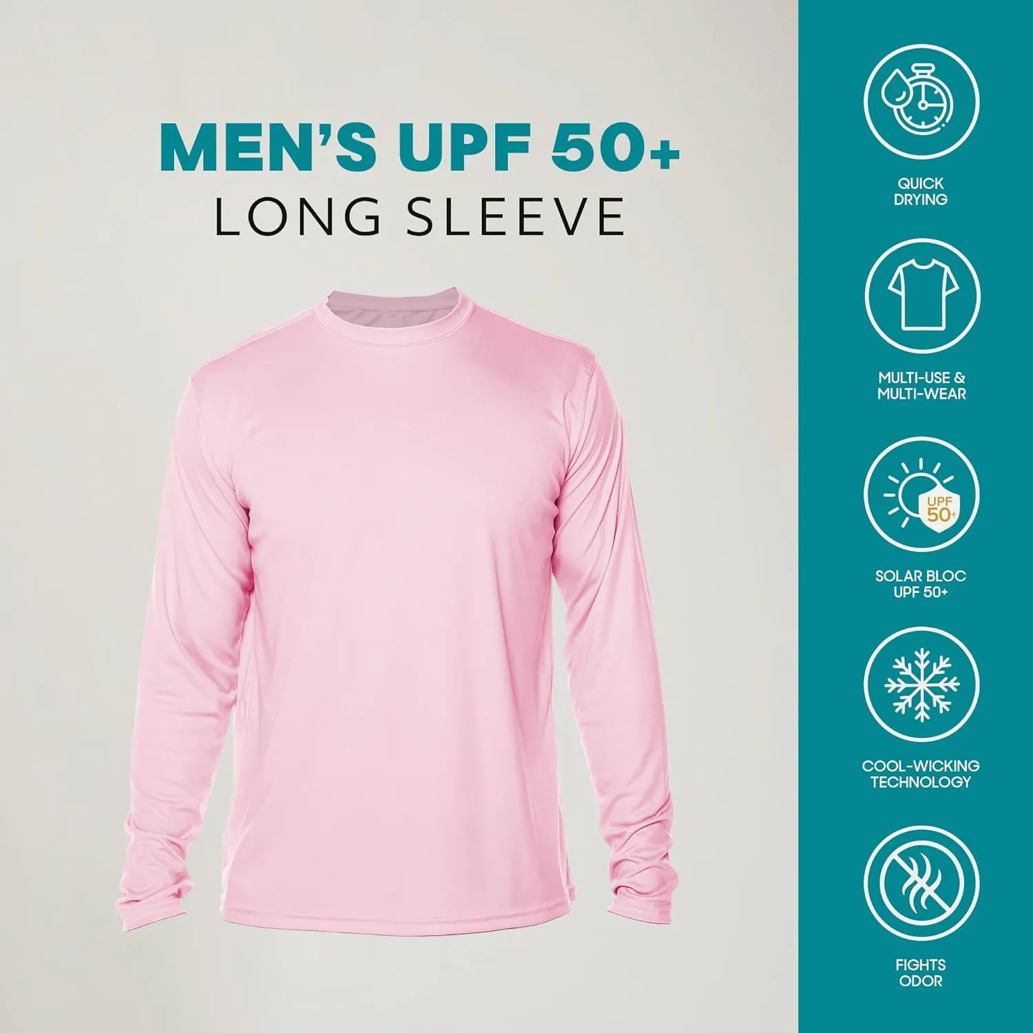 Vapor Apparel Men's Outdoor UPF 50  Long Sleeve T-Shirt, UV Sun Protection for Fishing, Running, Hiking, Swimming