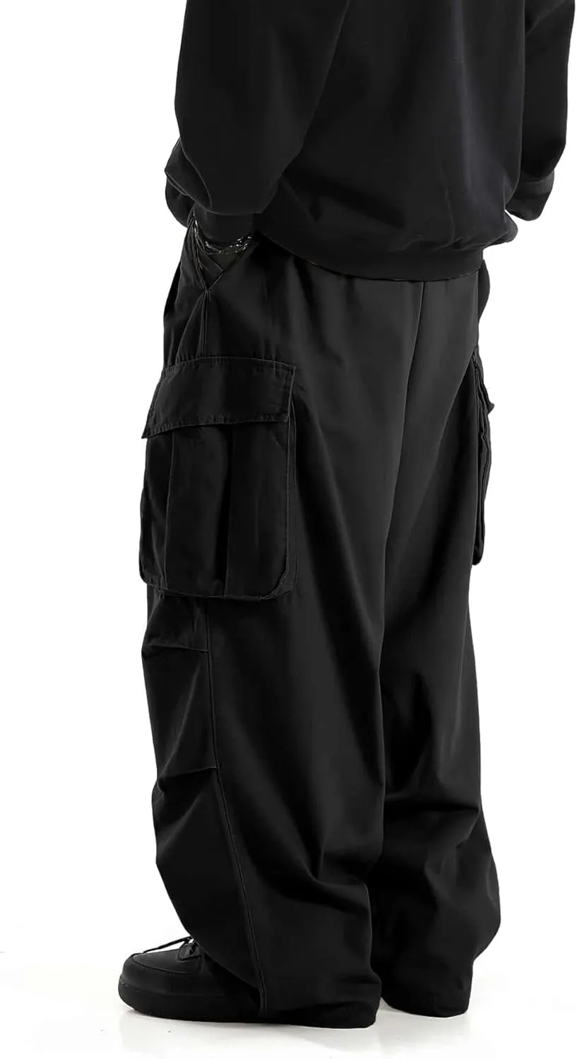Verdusa Men's Drawstring Waist Pocket Side Loose Cargo Pants Baggy Joggers
