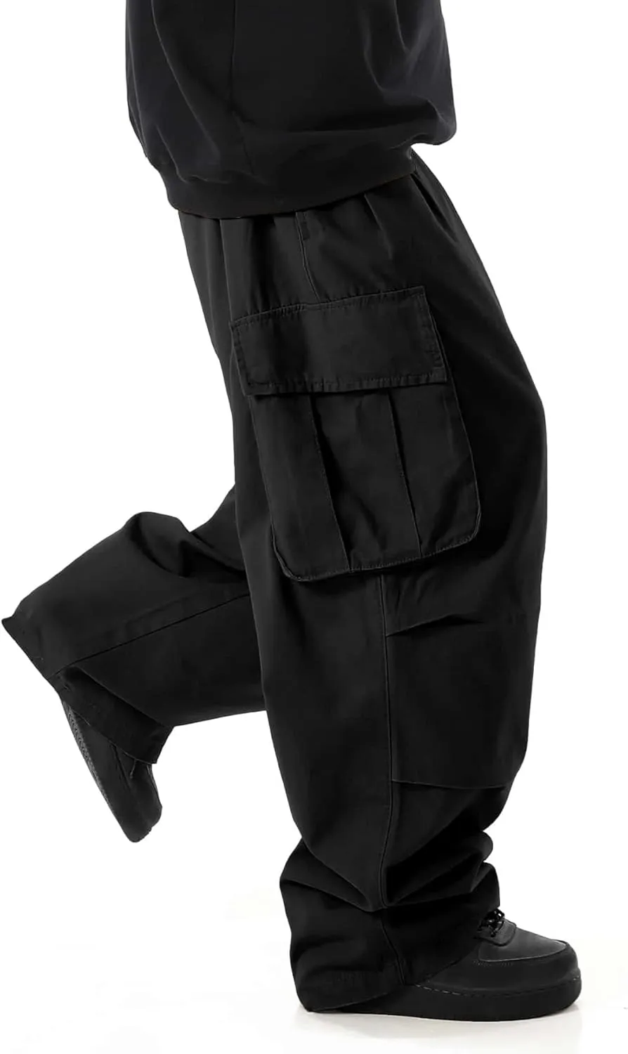 Verdusa Men's Drawstring Waist Pocket Side Loose Cargo Pants Baggy Joggers