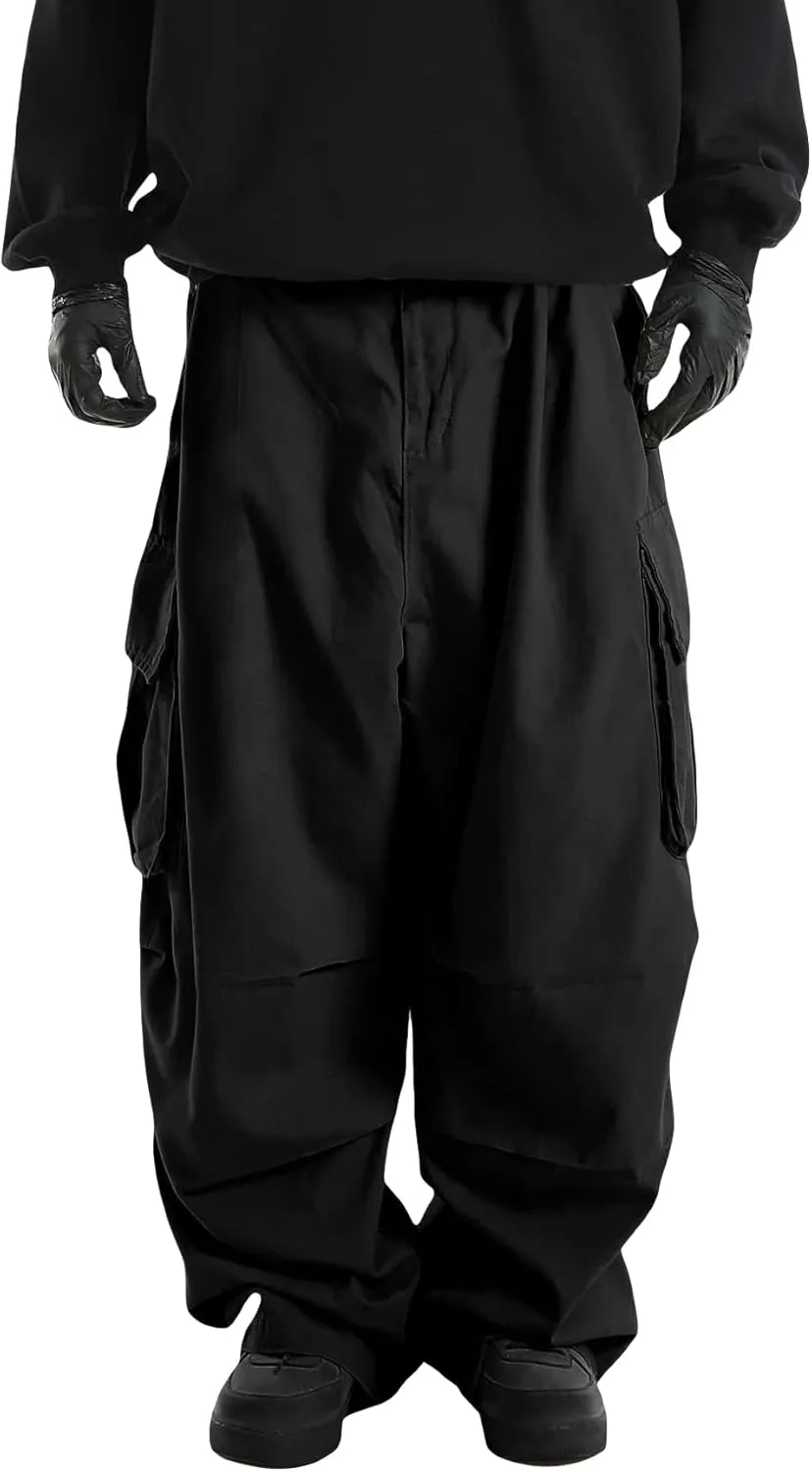 Verdusa Men's Drawstring Waist Pocket Side Loose Cargo Pants Baggy Joggers