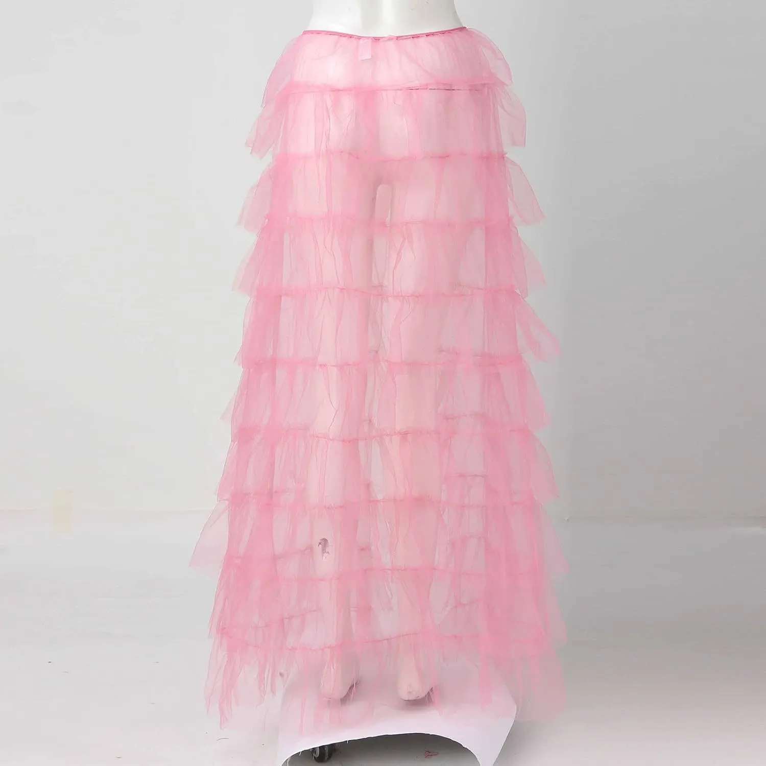 Woman's Cake High Waist Skirt Pleated Skirt Bubble Skirt Long High Low Ruffles Party Tulle Skirt Plaid Schoolgirl