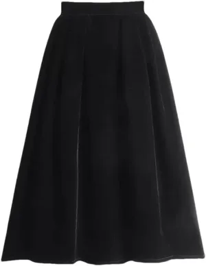 Women Autumn Winter Elastic Waist Skirt Velour A Line Skirt Retro Vintage Long Midi Skirt