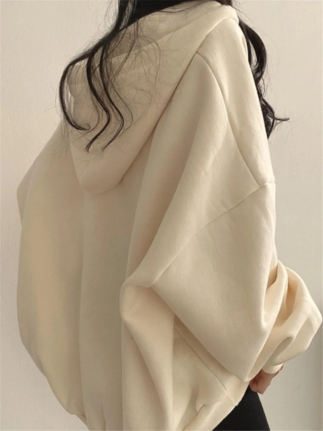 Women Bat Sleeve Oversized Hoodie V Neck Solid Casual Loose Pullover Long Sleeve Sweatshirts