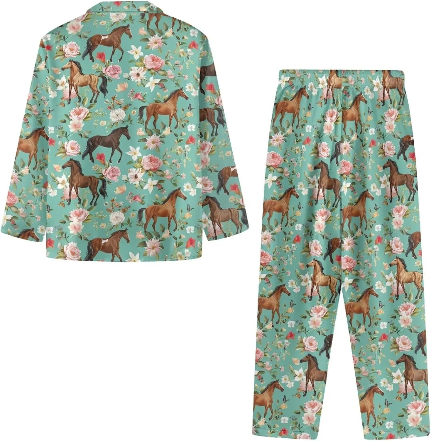 Women Button Down Pajamas Long Sleeve Sleepwear Size XS-4XL