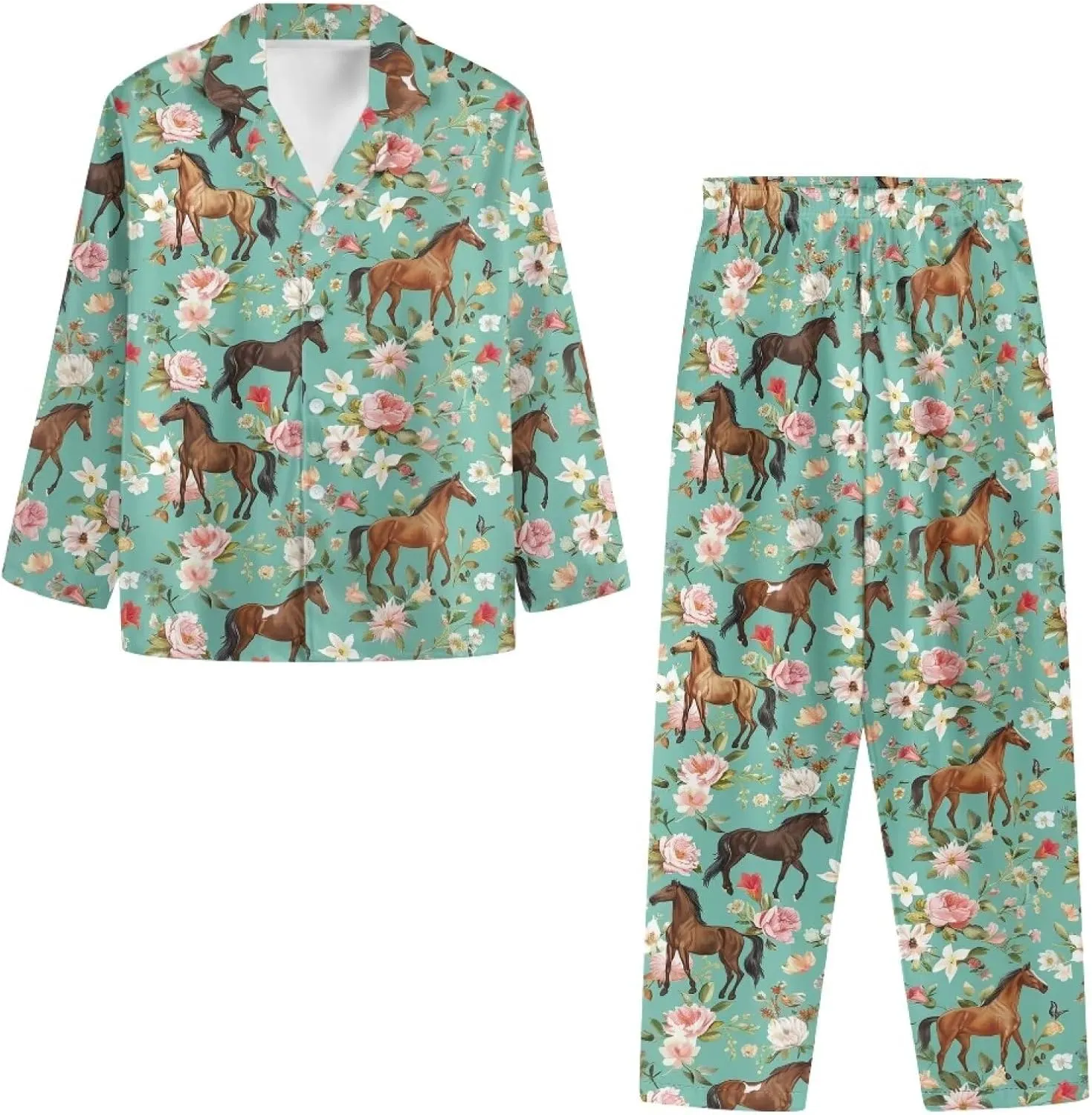 Women Button Down Pajamas Long Sleeve Sleepwear Size XS-4XL