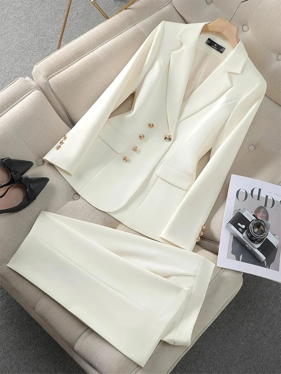 Women Pant Suit 2 Piece Set Ladies Female Autumn Spring Business Work Wear Formal Blazer Jacket and Trouser