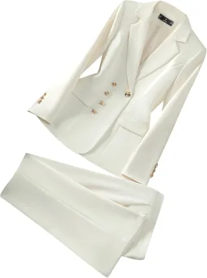 Women Pant Suit 2 Piece Set Ladies Female Autumn Spring Business Work Wear Formal Blazer Jacket and Trouser