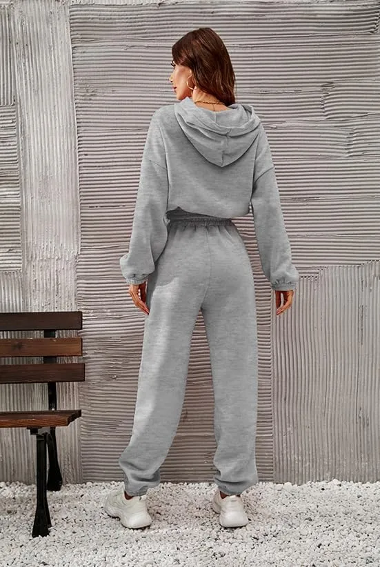 Womens 2 Piece Outfits Hoodie Sweatsuit Sets,Fall Oversized Sweatshirt Jogger Sweatpants Y2K Fashion Lounge Sets