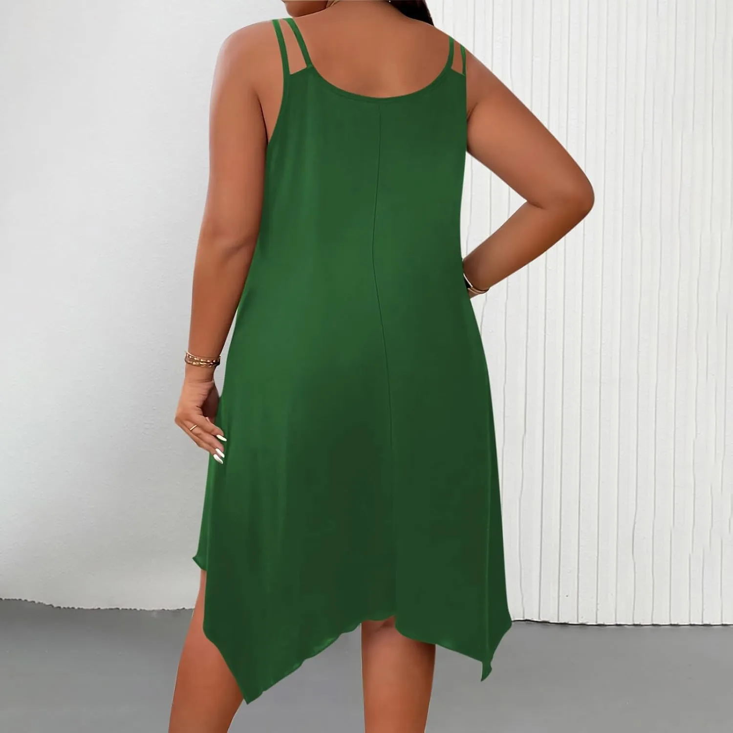 Women's 2025 Summer Dress Casual Boho Sundress Spaghetti Strap Beach Cover Up Irregular Hem Flowy Midi Vacation Dresses