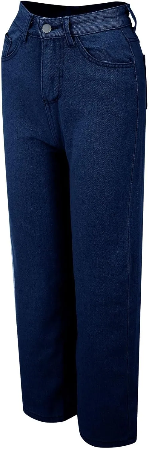 Women's Casual High Waisted Wide Leg Denim Jeans Straight Wide Leg Loose Denim Pants Y2K Harajuku Style Trousers