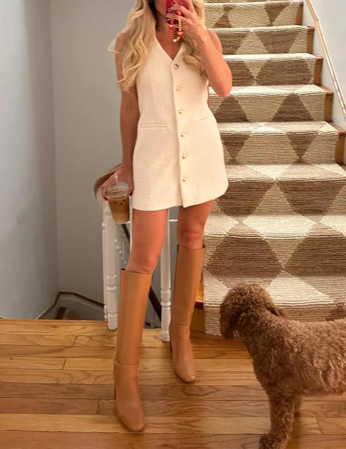 Womens Cotton Linen Vest Mini Dress Casual Button Down Sleeveless V Neck Short Tops with Pockets