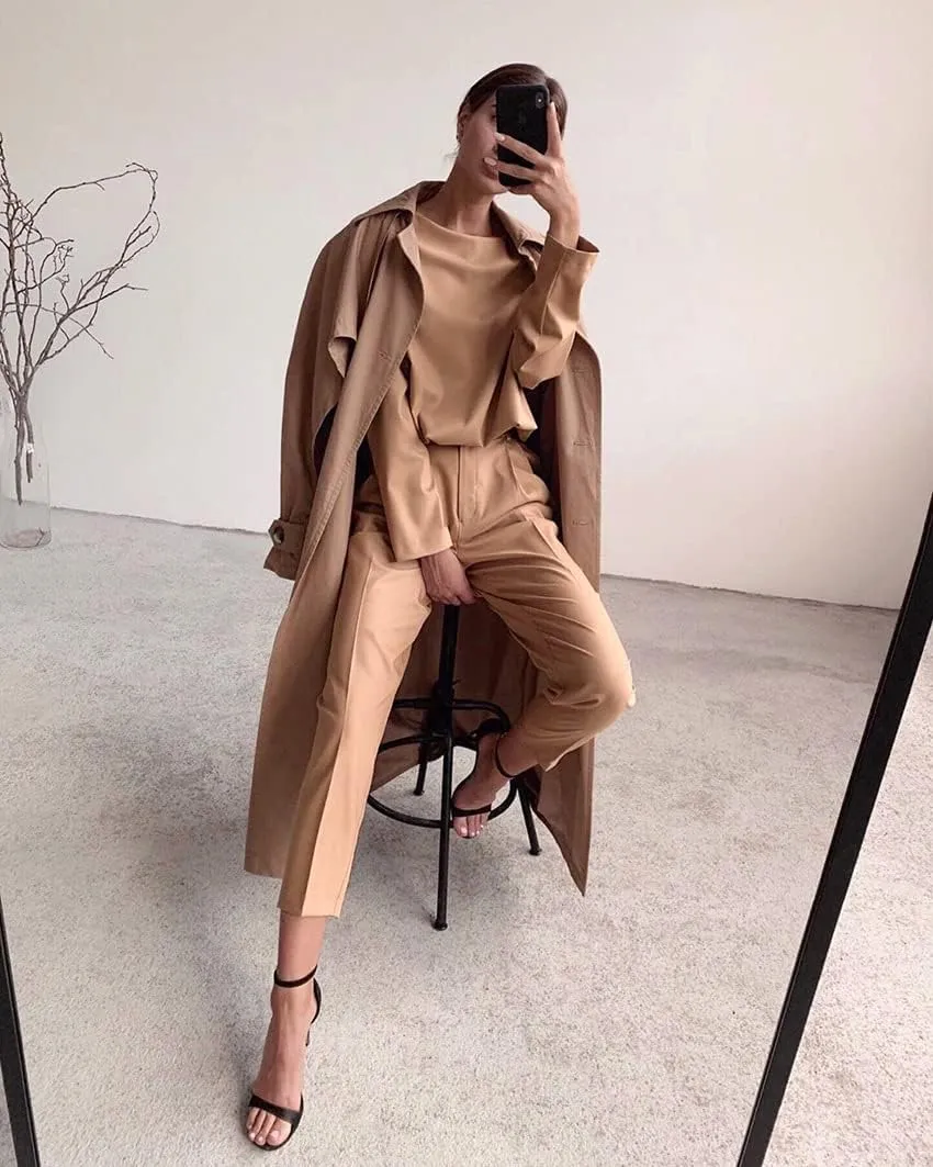 Women's Dressy High Waist Solid Long Pants Office Trousers with Pocket