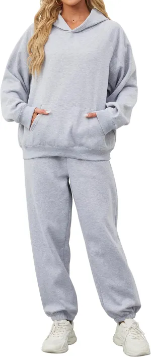 Women's Hoodie and Sweatpants Set for Women 2 Piece Outfits Tracksuit Oversized Sweatshirt and High Waist Sweatpants