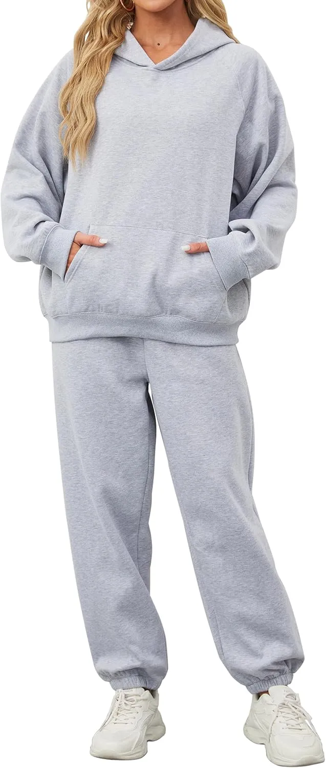 Women's Hoodie and Sweatpants Set for Women 2 Piece Outfits Tracksuit Oversized Sweatshirt and High Waist Sweatpants