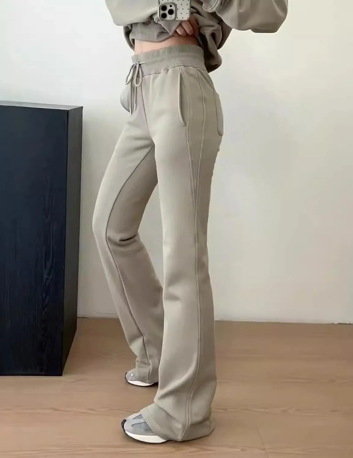 Womens Leggings Lounge Pocket Baggy High-Waisted Curvy Drawstring Elastic Wide Leg Sweatpant