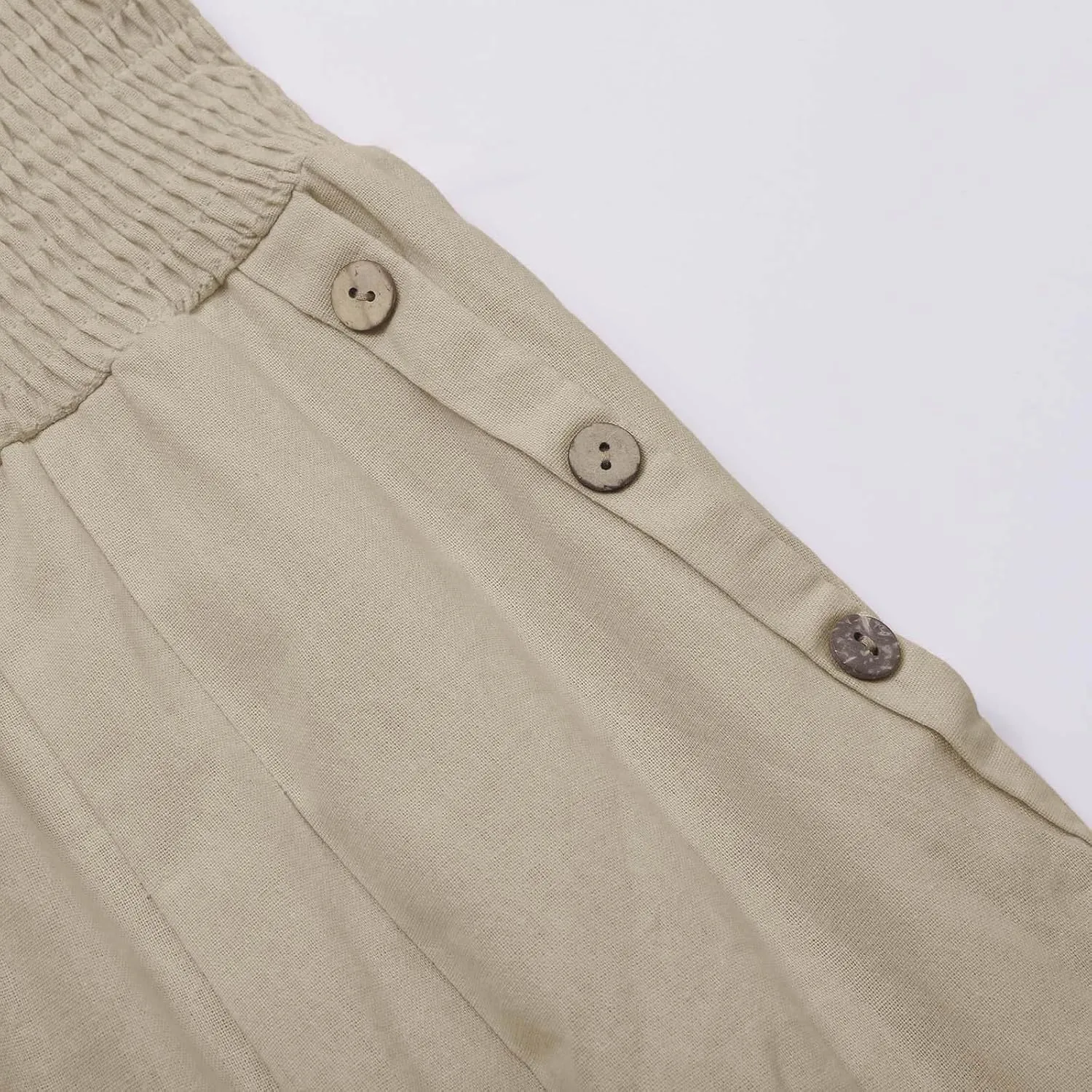 Womens Linen Summer Trendy Palazzo Lounge Pants Low Waist Bootcut Loose Fit Trousers Work Business