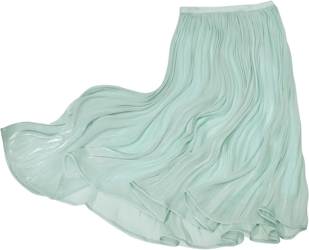 Women's Long Pleated Skirt Casual High Waist A-Line Midi Swing Solid Skirts