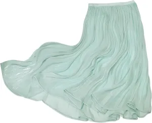 Women's Long Pleated Skirt Casual High Waist A-Line Midi Swing Solid Skirts