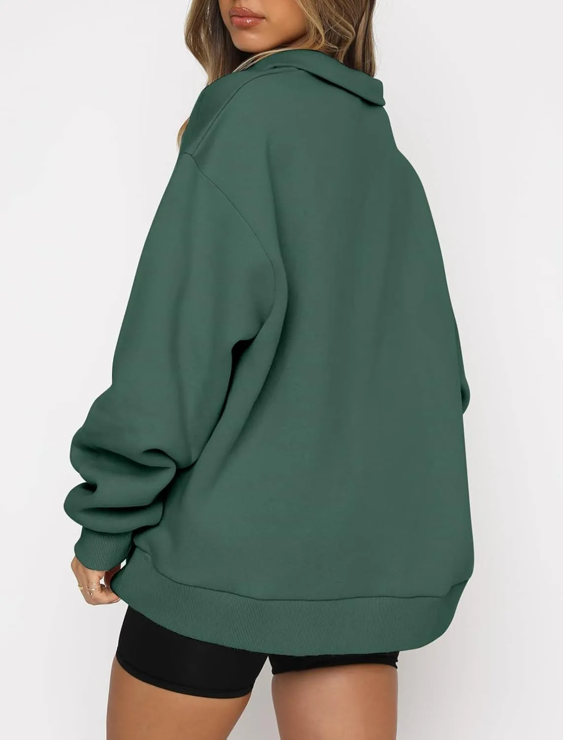 Womens Oversized Half Zip Pullover Quarter Zip Hoodie Lapel Neck Long Sleeve Sweatshirts Teen Girls Trendy Clothes