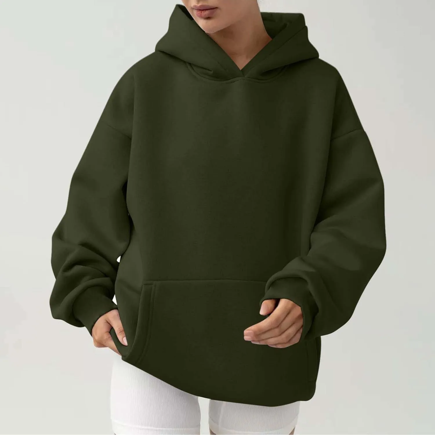 Women's Oversized Hoodies Casual Long Sleeve Fleece Sweatshirts Thermal Warm Pullover Teen Girls Preppy Top Clothes