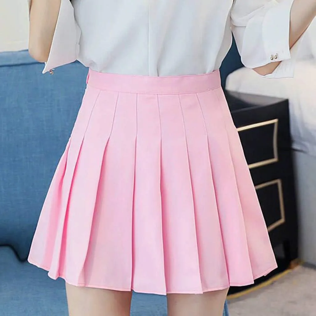 Women's Pleated Tennis Skirts High Waisted School A-Line Skater Skorts Casual Mini Athletic Workout Golf Skirt with Shorts