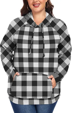 Women's Plus Size Hoodies Long Sleeve Drawstring Pullover Sweatshirt with Pocket XL-5XL