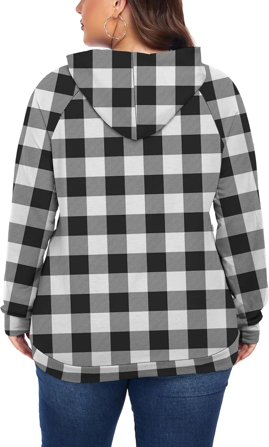 Women's Plus Size Hoodies Long Sleeve Drawstring Pullover Sweatshirt with Pocket XL-5XL