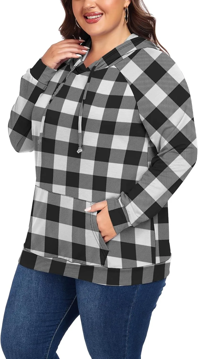 Women's Plus Size Hoodies Long Sleeve Drawstring Pullover Sweatshirt with Pocket XL-5XL