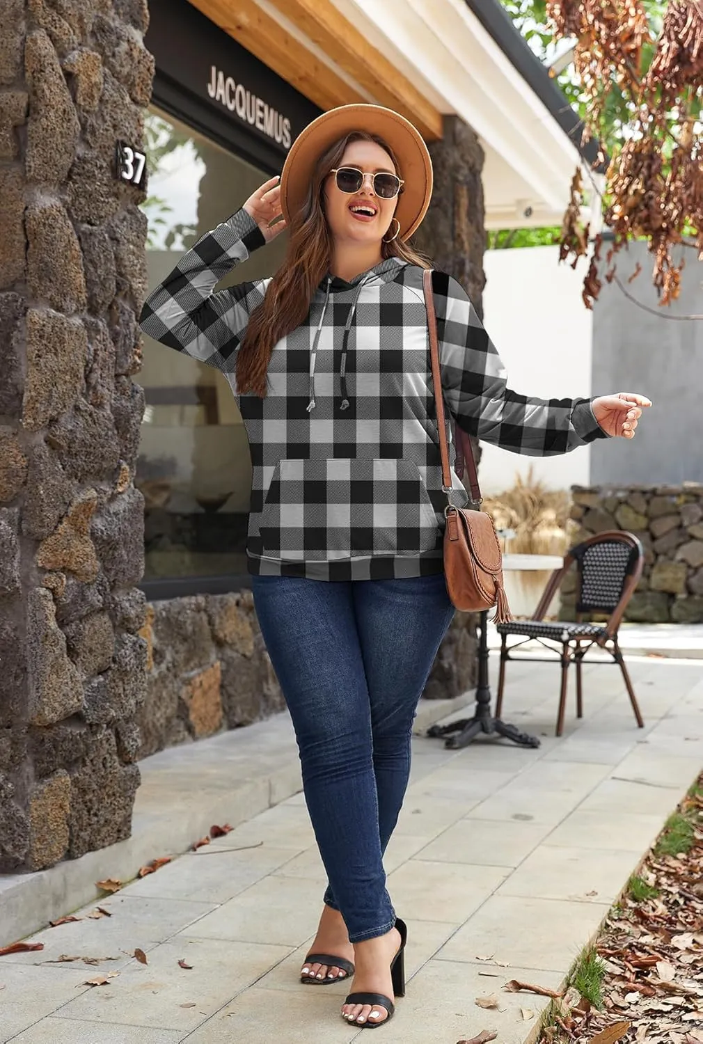 Women's Plus Size Hoodies Long Sleeve Drawstring Pullover Sweatshirt with Pocket XL-5XL