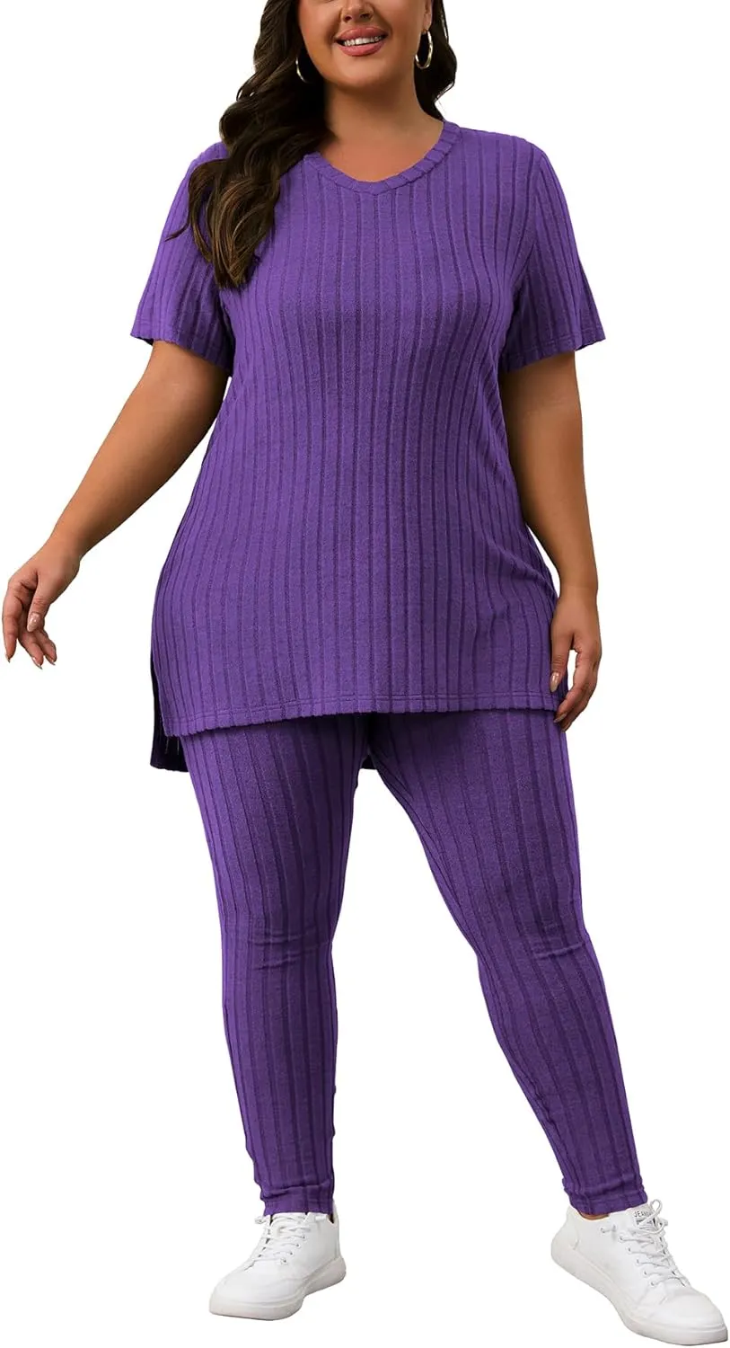 Women's Plus Size Two Piece Outfits Sweatsuits Sets Long Sleeve Hoodies Tracksuit Lounge Sets