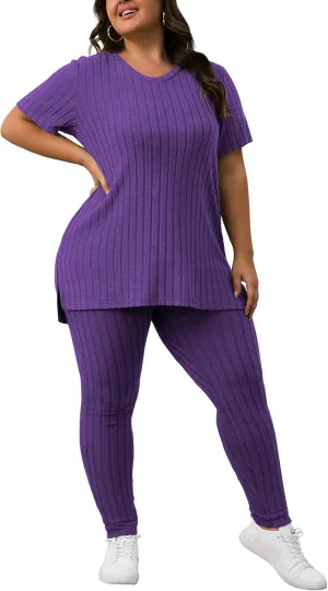 Women's Plus Size Two Piece Outfits Sweatsuits Sets Long Sleeve Hoodies Tracksuit Lounge Sets