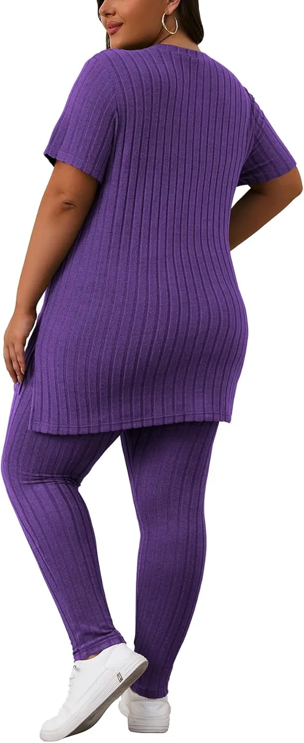 Women's Plus Size Two Piece Outfits Sweatsuits Sets Long Sleeve Hoodies Tracksuit Lounge Sets