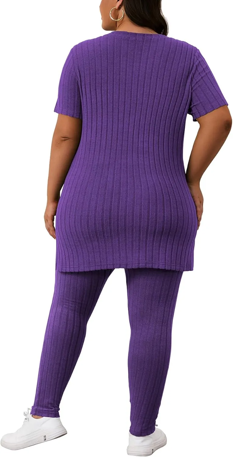 Women's Plus Size Two Piece Outfits Sweatsuits Sets Long Sleeve Hoodies Tracksuit Lounge Sets
