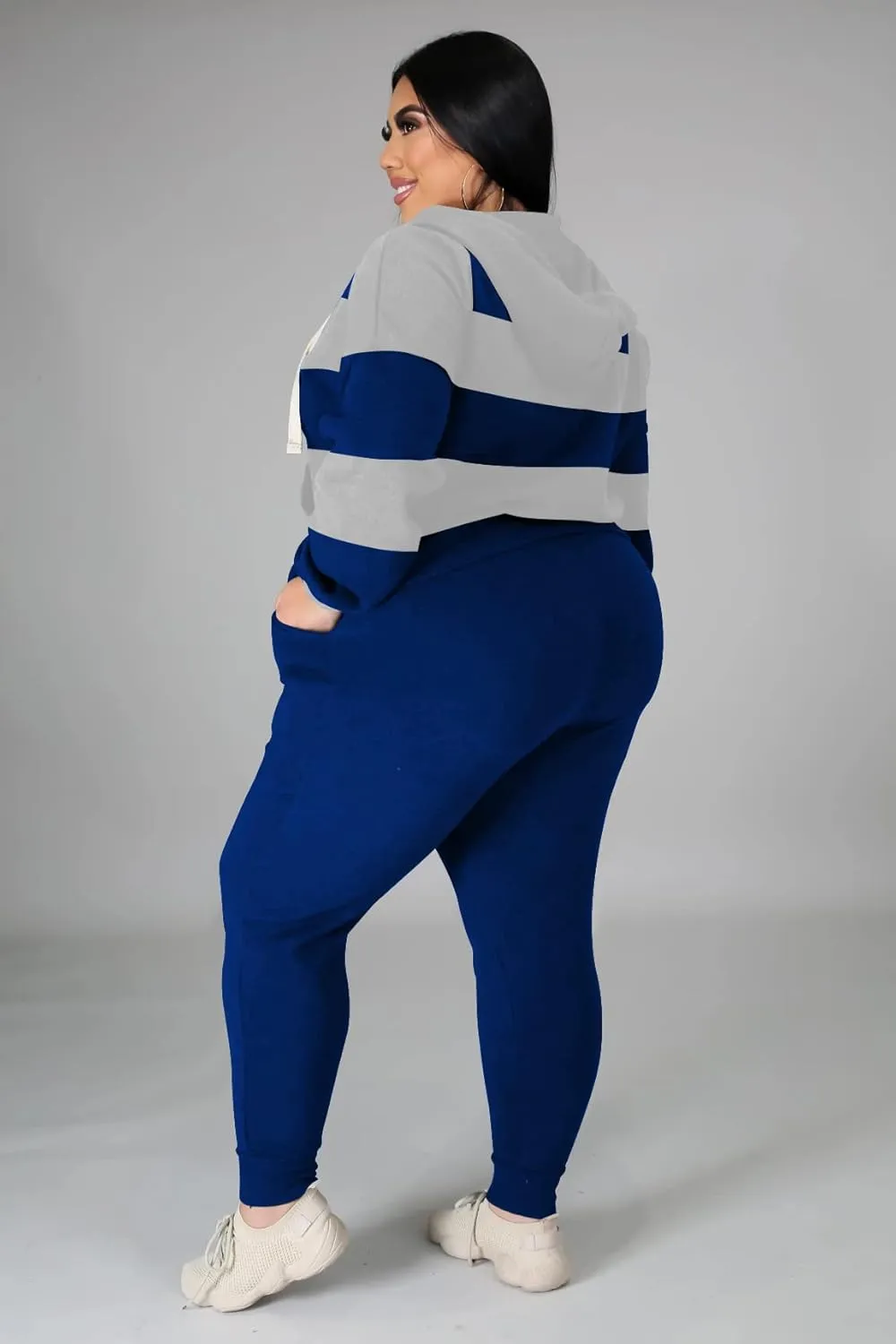 Women's Plus Size Two Piece Outfits Sweatsuits Sets Long Sleeve Loungewear Tracksuit Sets