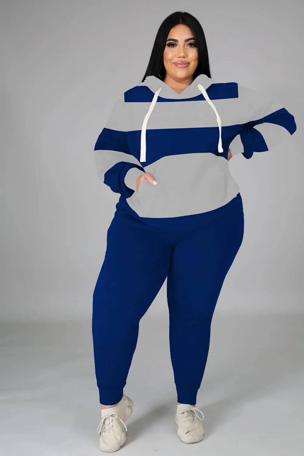 Women's Plus Size Two Piece Outfits Sweatsuits Sets Long Sleeve Loungewear Tracksuit Sets