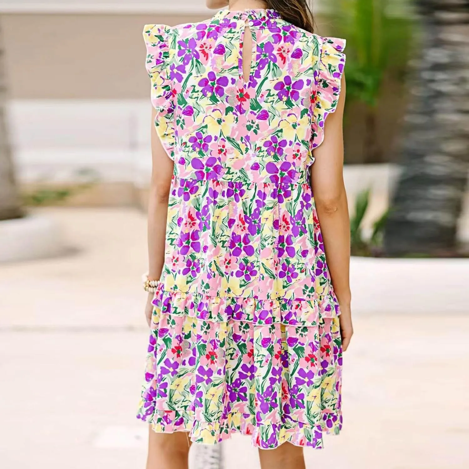 Womens Sexy Summer Dresses Sleeveless Mini Short Dress Ruffle Hem Party Dress Solid Color Bodycon Short Dress