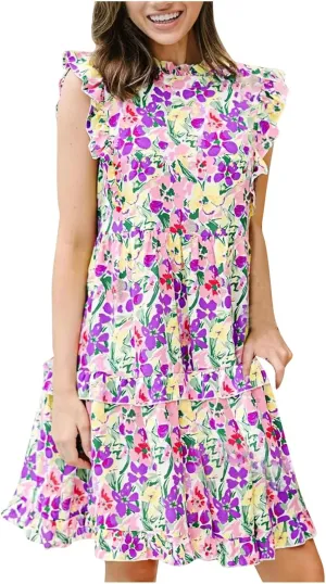 Womens Sexy Summer Dresses Sleeveless Mini Short Dress Ruffle Hem Party Dress Solid Color Bodycon Short Dress