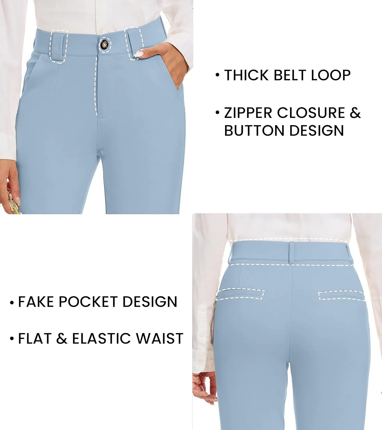 Women's Stretch Business Straight Leg Dress Pants with Pockets Wear to Work Casual Suitpants