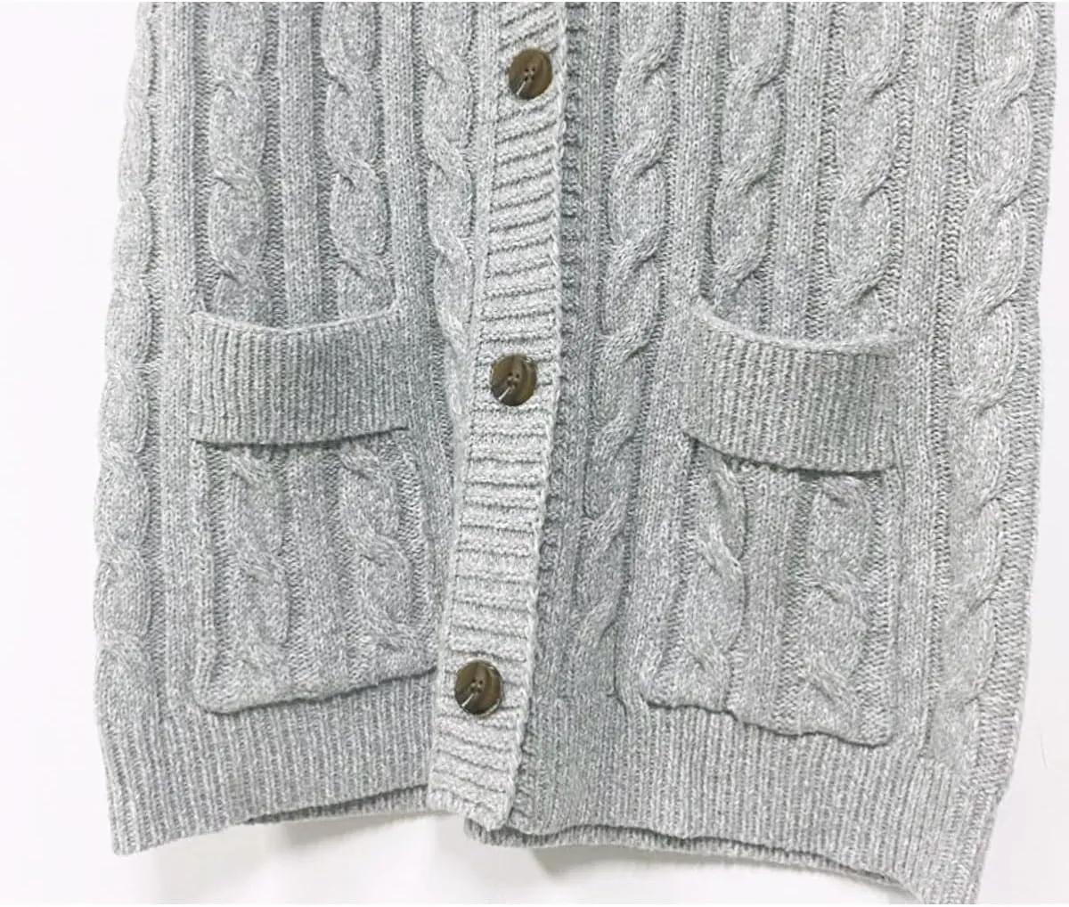 Women's Sweater Vest Sleeveless Button Down Knitted Cardigan Outwear with Pockets