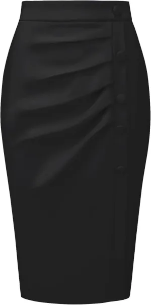 Women's Wear to Work Pencil Skirt Elastic High Waist Ruched Bodycon Midi Skirts