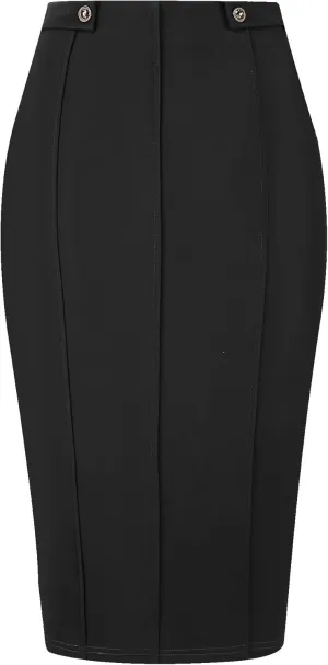 Women's Work Pencil Skirt High Waist Office Stretch Bodycon Midi Skirts