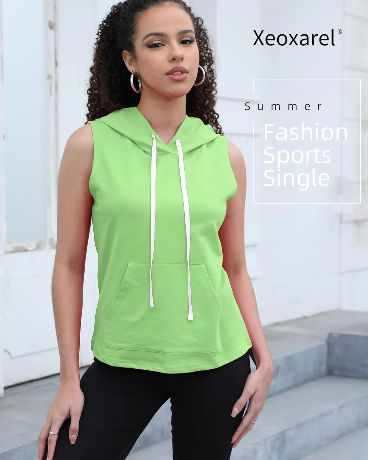 Xeoxarel Women's Sleeveless Tank Top Hoodies Vest with Pockets (S-XL)