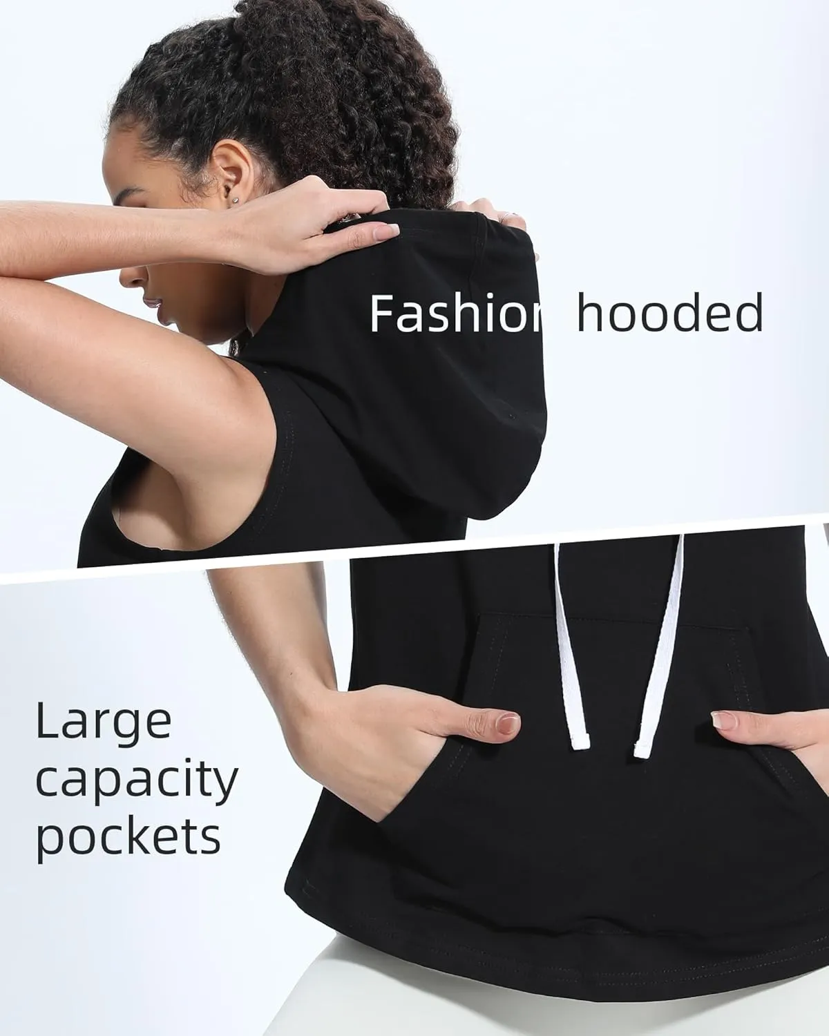 Xeoxarel Women's Sleeveless Tank Top Hoodies Vest with Pockets (S-XL)